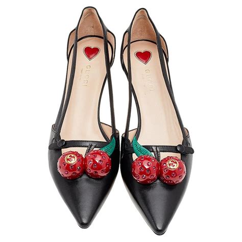 gucci unia cherry pump|GUCCI Nappa Unia Cherry Pumps 39 Black .